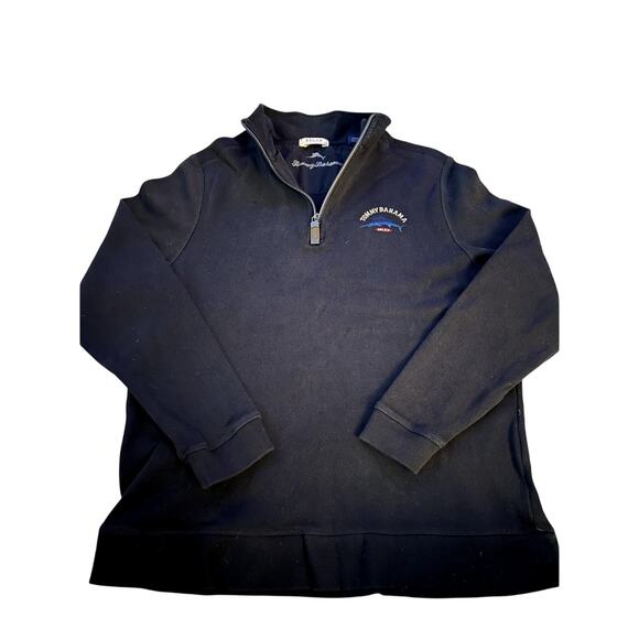 Tommy Bahama Relax Black Half-Zip Pullover Sweatshirt Size Small 100% Cotton - Picture 1 of 7